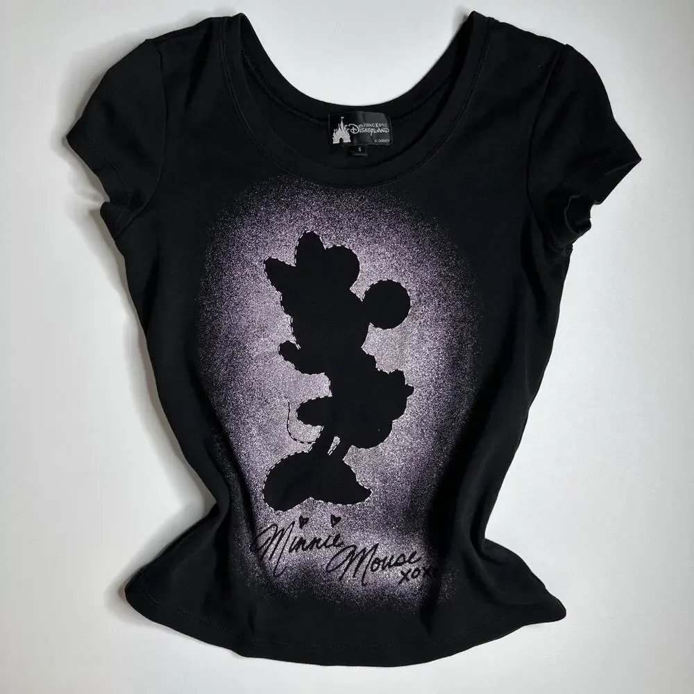 Vintage Disneyland Hong Kong Disneyland Minnie Mouse Glitter TShirt Size Small - Picture 3 of 9